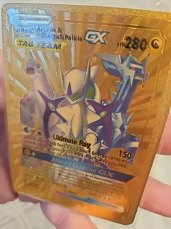 Arceus & Dialga & Palkia GX Gold Foil Fan Art Vinyl Collector Pokemon Card - Image 3