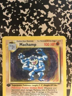 1999 Pokemon Set 1st Edition Machamp Holo #8/102 MP/HP - Image 2