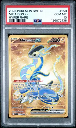 2023 POKEMON SVI EN-SCARLET & VIOLET HYPER RARE #253 MIRAIDON EX PSA 10 - Image 1
