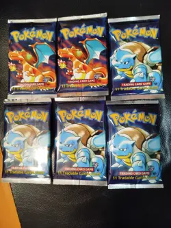 Pokemon 1st Edition Base Set- 2x Charizard & 4x Blastoise ART - 6 Booster Packs - Image 1