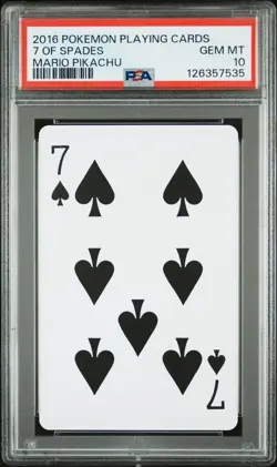 2016 POKEMON PLAYING CARDS MARIO PIKACHU 7 OF SPADES PSA 10 - Image 1