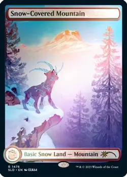 MTG Snow-Covered Mountain (1476) (Rainbow Foil) SLD Rare Foil #1476 - Image 1