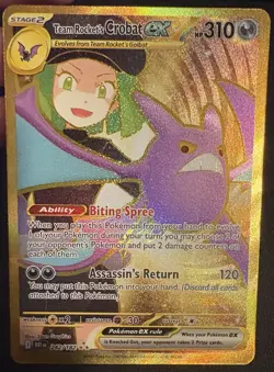 Team Rocket's Crobat EX 242/182 Destined Rivals Hyper Rare Holo Pokemon TCG - NM - Image 1