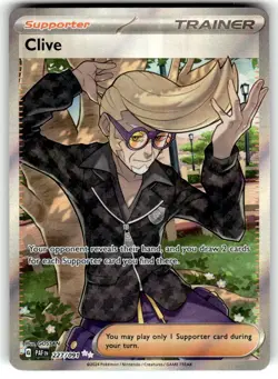 Clive Trainer Full Art Ultra Rare Paldean Fates 227/091, NM Pokemon Card - Image 1