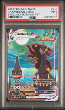 PSA 9 Umbreon Vmax Evolving Skies Full Alt Art Pokemon Card #215 Mint Clean - Image 1