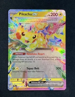Pokemon TCG Pikachu EX Double Rare Holo Card 057/191 Surging Sparks NM - Image 1