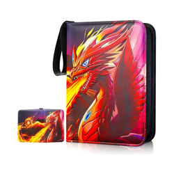 Trading Card Binder - 400 Pocket 4-Pocket Album with 50 Removable Sleeves & Zipp - Image 2