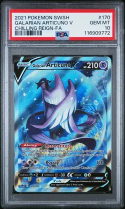 PSA 10 GALARIAN ARTICUNO V 170/198 FULL ART CHILLING REIGN POKEMON 😍 - Image 1