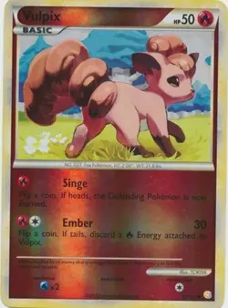 Moderately Played, English - 1 x Pokemon Vulpix - 87/123 - Common - Reverse Holo - Image 1