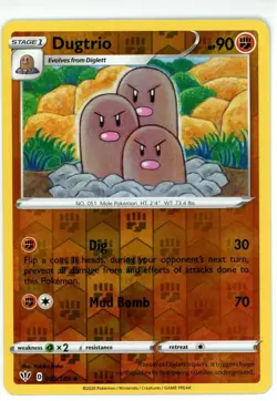 Pokemon TCG Dugtrio 085/189 Swsh03: Darkness Ablaze Reverse Holo - Image 1