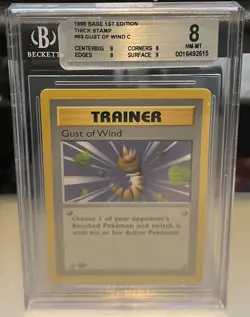 1999 Pokemon Base 1st Edition Thick Stamp Gust Of Wind BGS 8 - Image 1