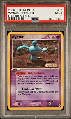 PSA 9 Pokemon Wynaut 71/92 Mint EX Legend Maker Reverse Holo Stamp - Image 1