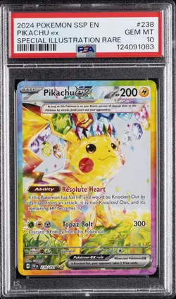 2024 POKEMON SSP EN-SURGING SPARKS SPECIAL ILLUSTRATION RARE PIKACHU EX PSA 10 - Image 1