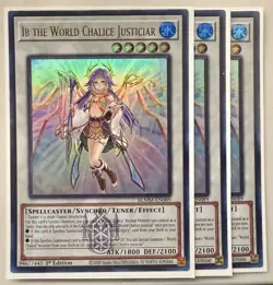 3x Ib the World Chalice Justiciar 1st Edition Ultra Rare BLMM-EN089 Yu-Gi-Oh! - Image 1