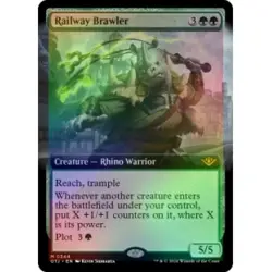 FOIL RAILWAY BRAWLER (EXTENDED ART) Outlaws Of Thunder Junction OTJ Magic MTG - Image 1