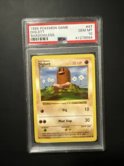 1999 Pokemon Base Set Shadowless Diglett 47/102 PSA 10 GEM MINT - Image 3