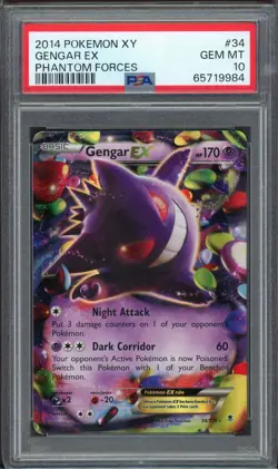 PSA 10 Gem Mint 2014 POKEMON XY PHANTOM FORCES #34 GENGAR EX Ultra Rare - Image 1