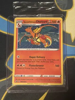 Pokemon SPECIAL DELIVERY CHARIZARD Promo #SWSH075 Near Mint Factory Sealed Swirl - Image 1