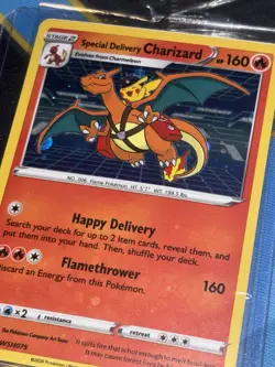Pokemon SPECIAL DELIVERY CHARIZARD Promo #SWSH075 Near Mint Factory Sealed Swirl - Image 3