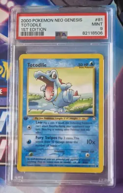 2000 Pokemon Neo Genesis Totodile 1st Edition 81/111 PSA 9 Mint - Image 1