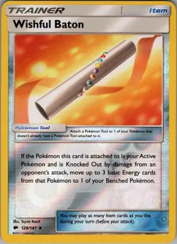 Wishful Baton 128/147 Uncommon - Pokemon SM: Burning Shadows - Reverse Holo (NM) - Image 1