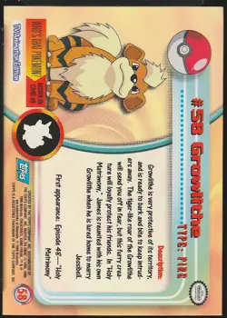 topps Pokemon TV Animation Edition Series 1 Holo Foil #58 Growlithe - Image 2