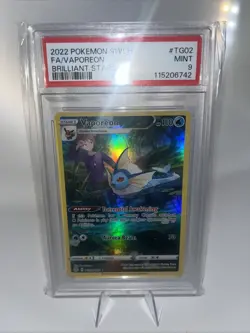 Vaporeon TG02/TG30 Swsh09 Trainer Gallery Holo PSA 9 Brilliant Stars Pokemon - Image 1