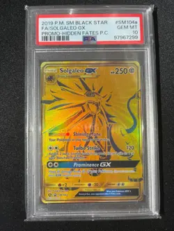 2019 Pokemon TCG Solgaleo GX SM104a Promo Hidden Fates PSA 10 Mint! - Image 1