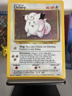 Pokemon TCG Clefairy Base Set Unlimited Holo Card 005/102 LP Condition - Image 1