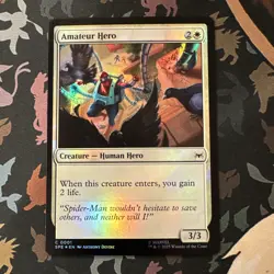 Amateur Hero 0001 ~ **Foil** Rare MTG Marvel Spider-Man - Image 1