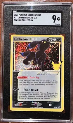 2021 Pokemon Celebrations 17/17 Umbreon Gold Star Holo SGC 9 - Image 1