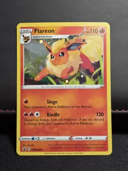 Pokemon Flareon SWSH041 Sword Shield Black Star Promo Cosmo Holo - Image 1