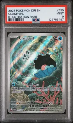 Clamperl #195 /182 PSA 9 - 2025 Pokemon SV Destined Rivals - Image 1
