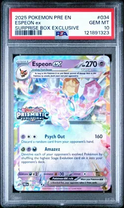 2025 POKEMON PRE EN-PRISMATIC EVOLUTIONS SURPRISE BOX EXCLUSIVE ESPEON EX PSA 10 - Image 1