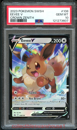 Pokemon Crown Zenith Eevee V 108 PSA 10 - Image 1