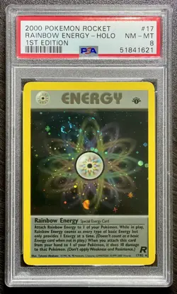 2000 Pokemon Rocket Rainbow energy HOLO 1st edition PSA 8 - Image 1