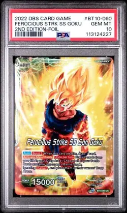 Ferocious Strike SS Son Goku BT10-060 UC PSA 10 Dragon Ball Super Card - Image 1