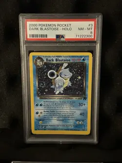 2000 POKEMON ROCKET #3 DARK BLASTOISE-HOLO RARE SWIRL PSA 8 - Image 1