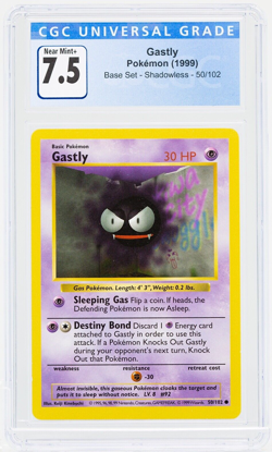 Gastly Pokemon (1999) Base Set Shadowless 50/102 CGC 7.5 - Image 1