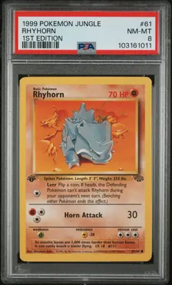Rhydon - 1st Edition - 61/64 Jungle - WOTC Unlimited - Pokemon TCG - PSA 8 - Image 1