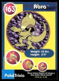 Pokemon Tcg Abra #63 Pokemon Burger King LP - Image 1