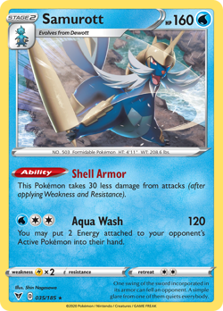 Samurott 35/185 Rare | Vivid Voltage | Pokemon Card - Image 1