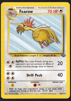 Fearow Jungle 54/64 Pokemon Card TCG 1999 LP - Image 1