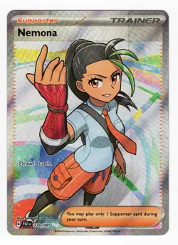 Pokemon TCG Nemona Trainer Paldean Fates Full Art Holo Ultra Rare Card 229/091 - Image 1