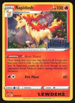 Rapidash - SWSH270 - Silver Tempest Prerelease Black Star Promo Pokemon Card LP - Image 1