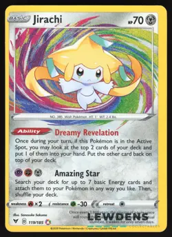 Jirachi - 119/185 - Amazing Rare - SWSH Vivid Voltage - Pokemon Card OC - Image 1