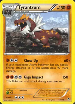 Tyrantrum 62/111 Rare XY Furious Fists Near Mint Pokemon Card - Image 1