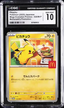 2025 POKEMON JAPANESE MEGA EVOLUTION MCDONALDS PROMO #020/M-P PIKACHU CGC 10 - Image 1