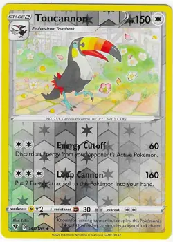 TOUCANNON SWSH Vivid Voltage 145/185 RARE Reverse Holo POKEMON CARD MINT - Image 1