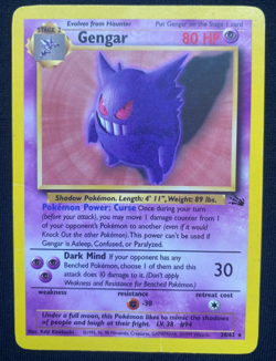Pokemon Gengar TCG 20/62 Fossil Non-Holo Rare Card (MP) - Image 1